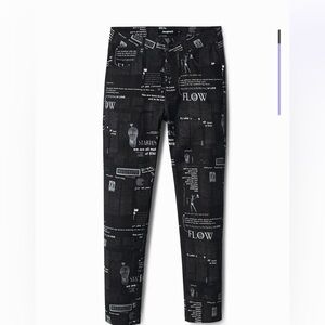 Desigual black newspaper print slacks